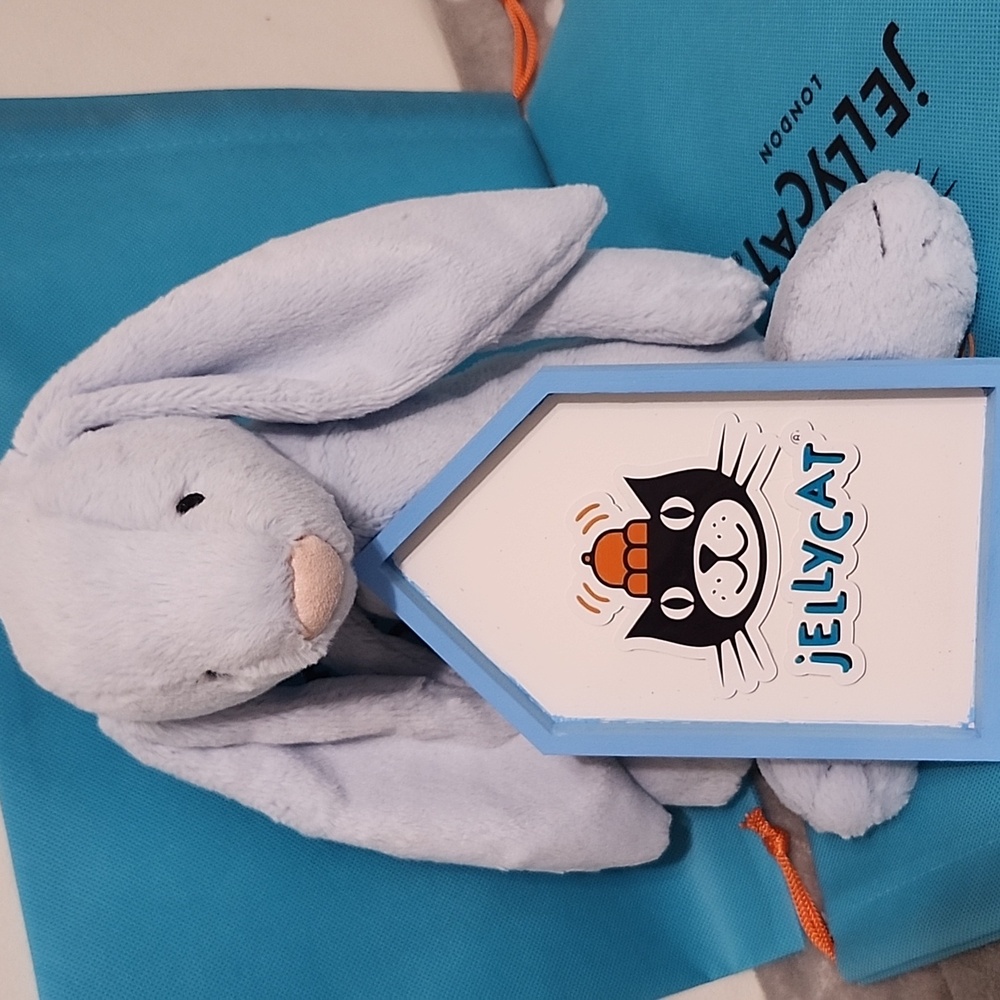 Jellycat Baby Blue Rabbit Qty 1 + 1 Handmade Sign (No Dust Bag)